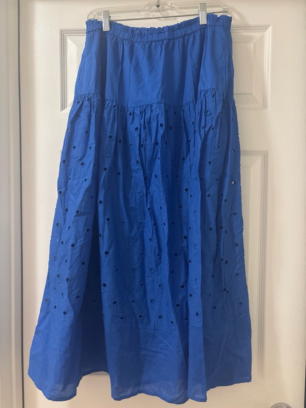J Crew Blue Eyelet Midi Skirt - Womens